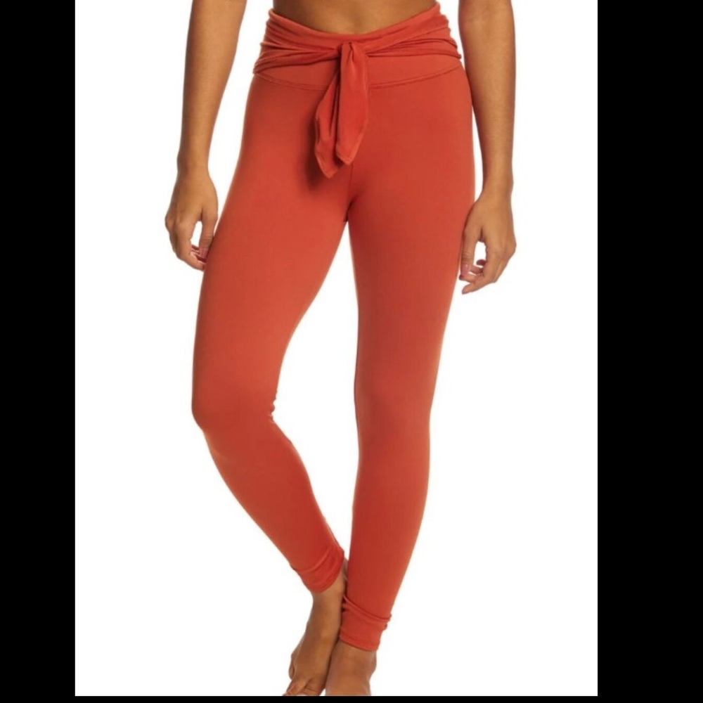 NWT Free People Movement Ursa Tie-Waist Leggings in Rust Orange